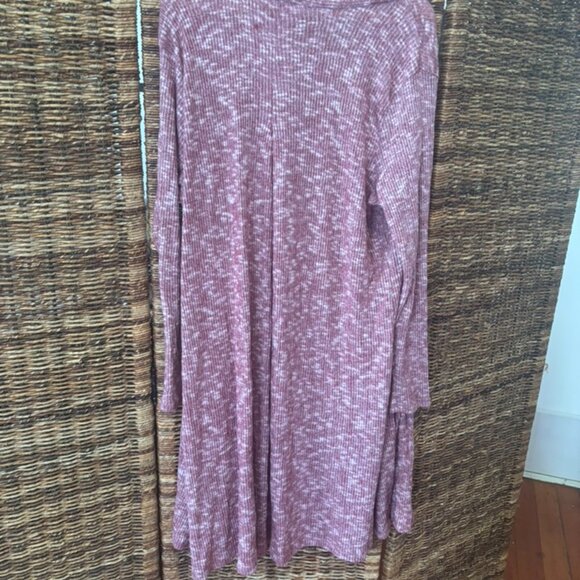 Hale Bob Cardigan Sweater Women's Large Open Long Line Duster Pockets Red Cream - Picture 3 of 6